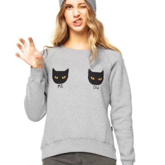 Vans Meow-Za Crew Grey Sweatshirt - Picture 4 of 4